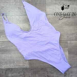 Aleumdr V Neck High Cut Cheeky One Piece Swimsuit Size L